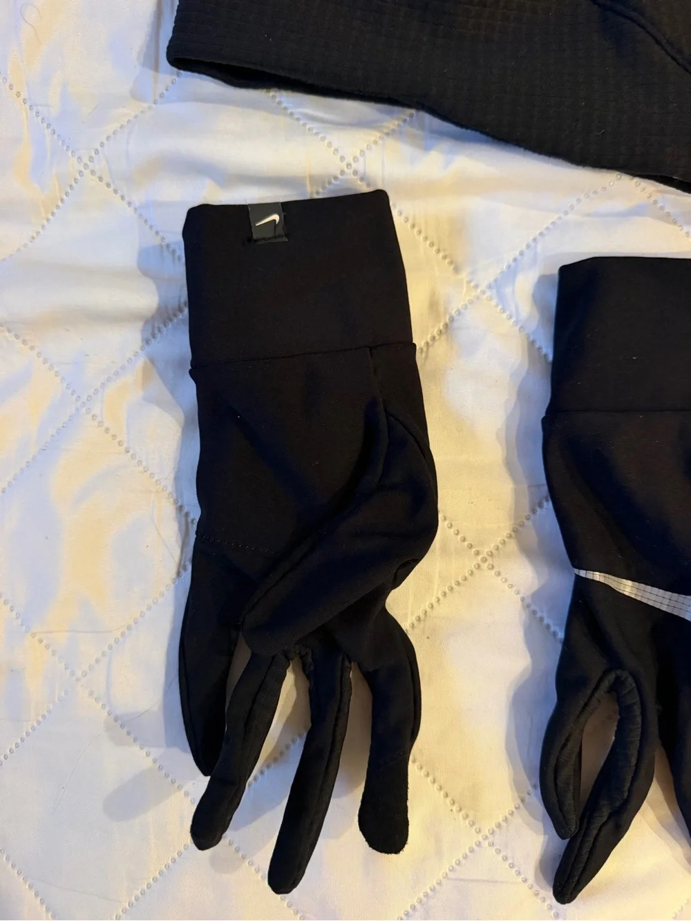 Nike Black Reflective Swoosh Beanie and Glove Set